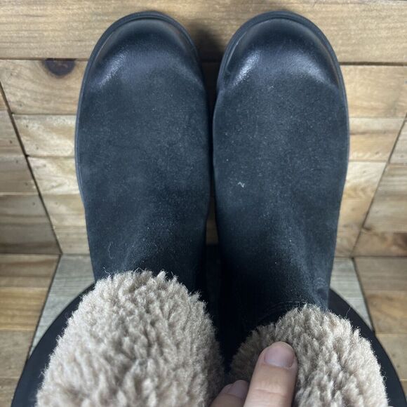 UGG Womens Sz 5 Harrison Cuff Waterproof Boots Black Suede Buckle 1120773 - Picture 5 of 10